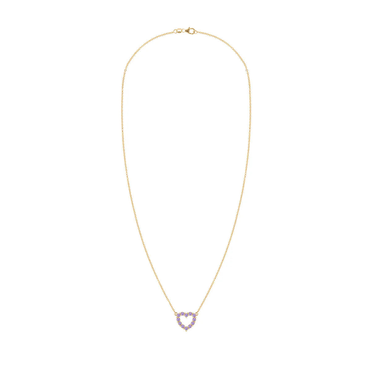 1.40 TCW Round Cut Open Heart Moissanite February Birthone Necklace