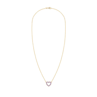 1.40 TCW Round Cut Open Heart Moissanite February Birthone Necklace