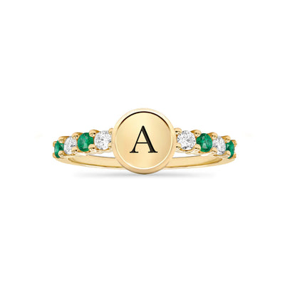 0.96TCW Round Diamond Customized Moissanite May Birthstone Ring