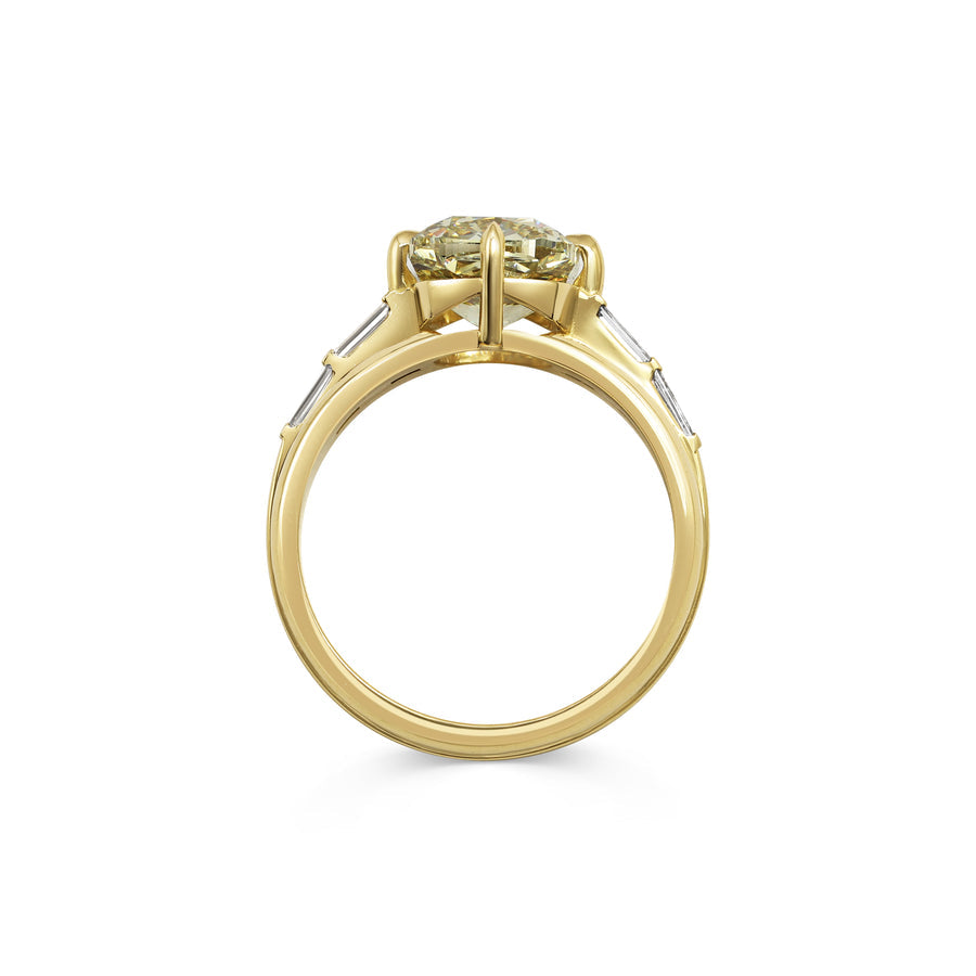 1.50CT Fancy Yellow Cushion Cut Unique Pave Setting Wide Band Lab Grown Ring