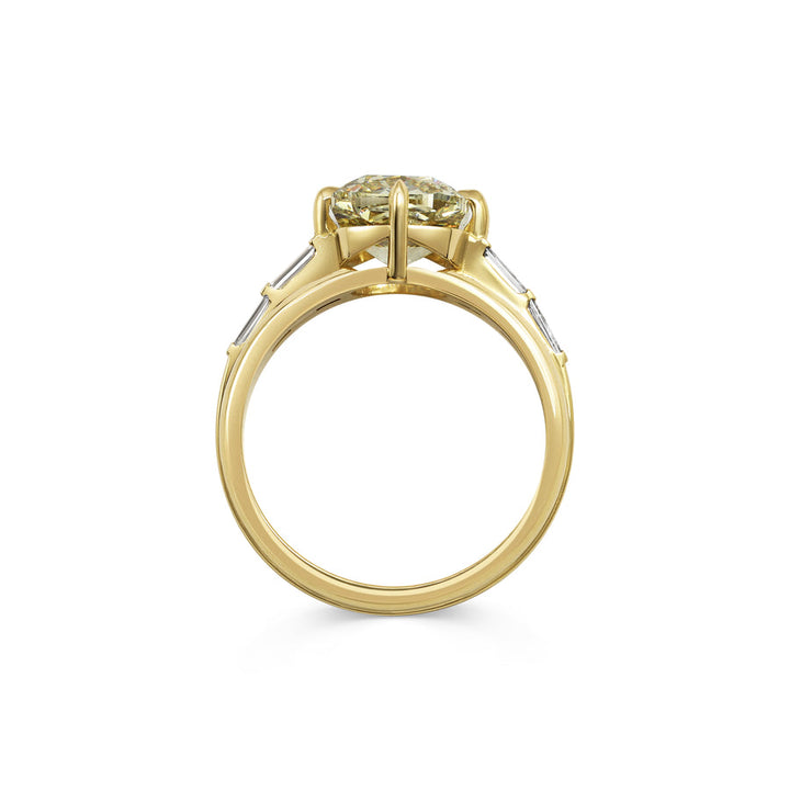 1.50CT Fancy Yellow Cushion Cut Unique Pave Setting Wide Band Lab Grown Ring