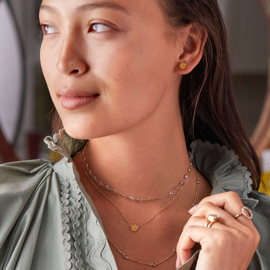 0.84TCW Round Cut Floral Moissanite November Birthstone Necklace