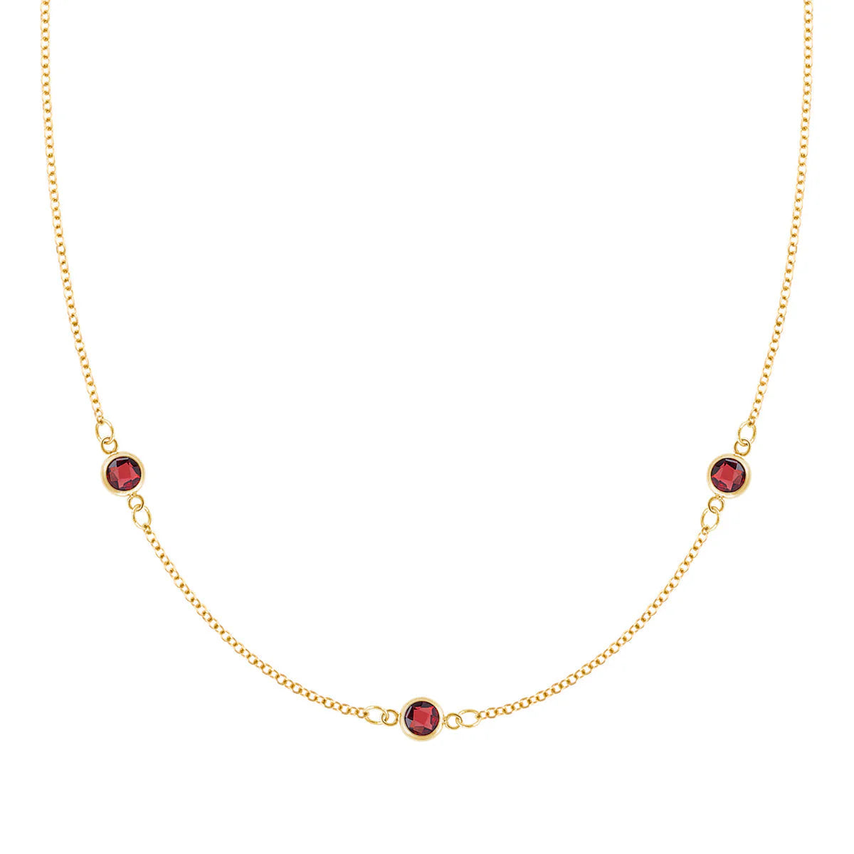 1.20 TCW Round Three Stone Moissanite January Birthstone Necklace
