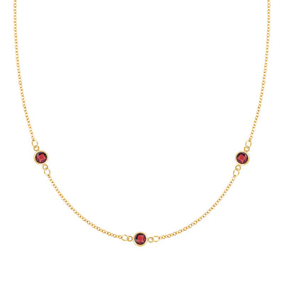 1.20 TCW Round Three Stone Moissanite January Birthstone Necklace