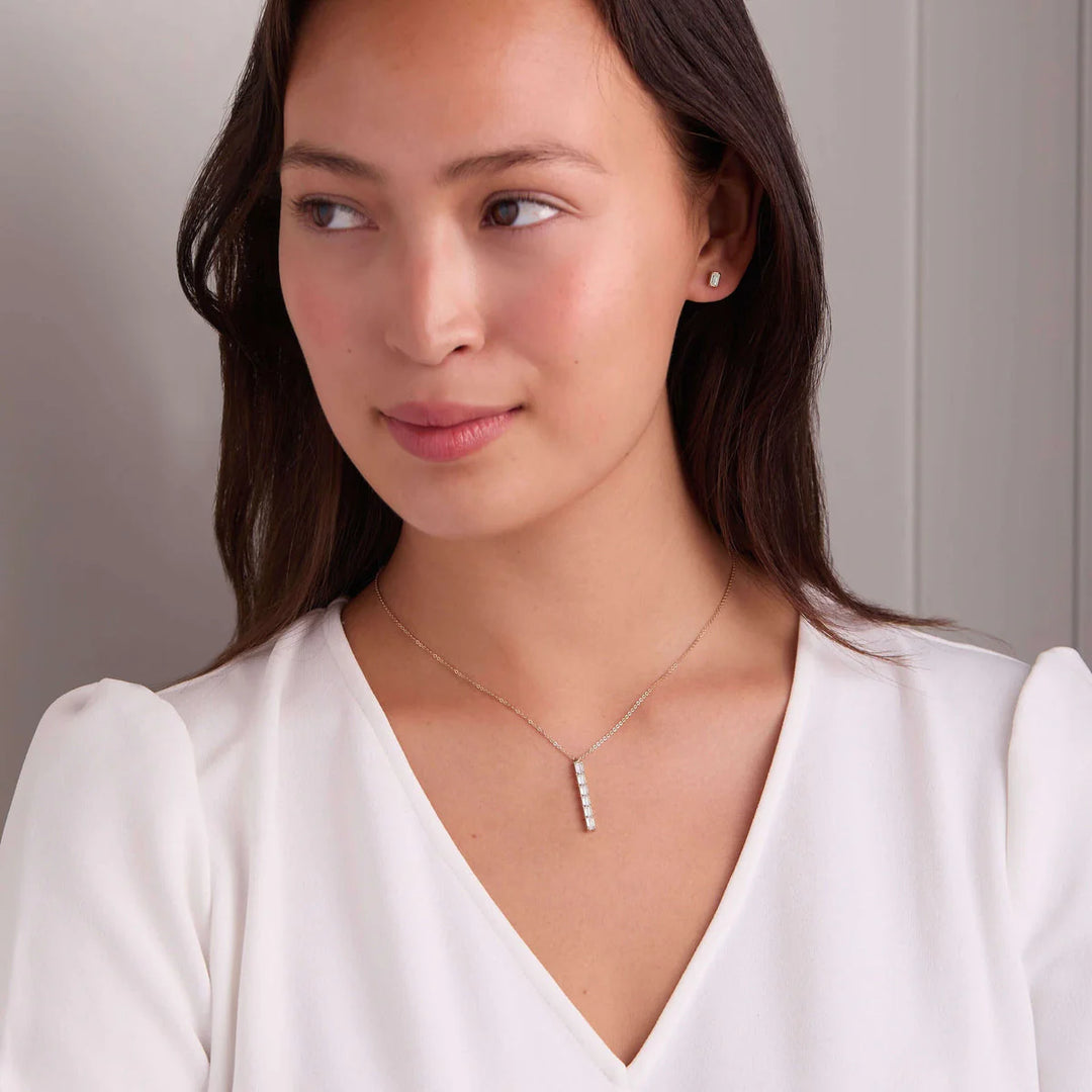 0.84TCW Baguette Cut Moissanite Diamond April Birthstone Necklace