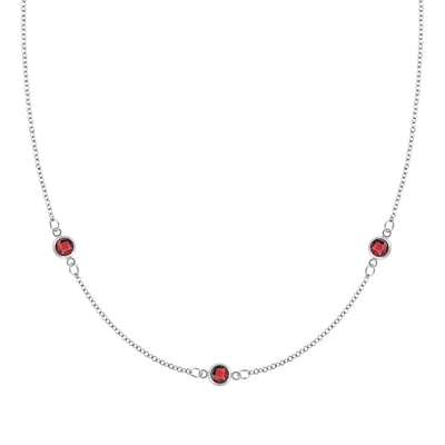 1.20 TCW Round Three Stone Moissanite January Birthstone Necklace