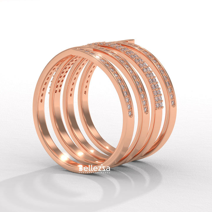 Round Diamond Spiral Style Unique Lab Grown Wedding Ring