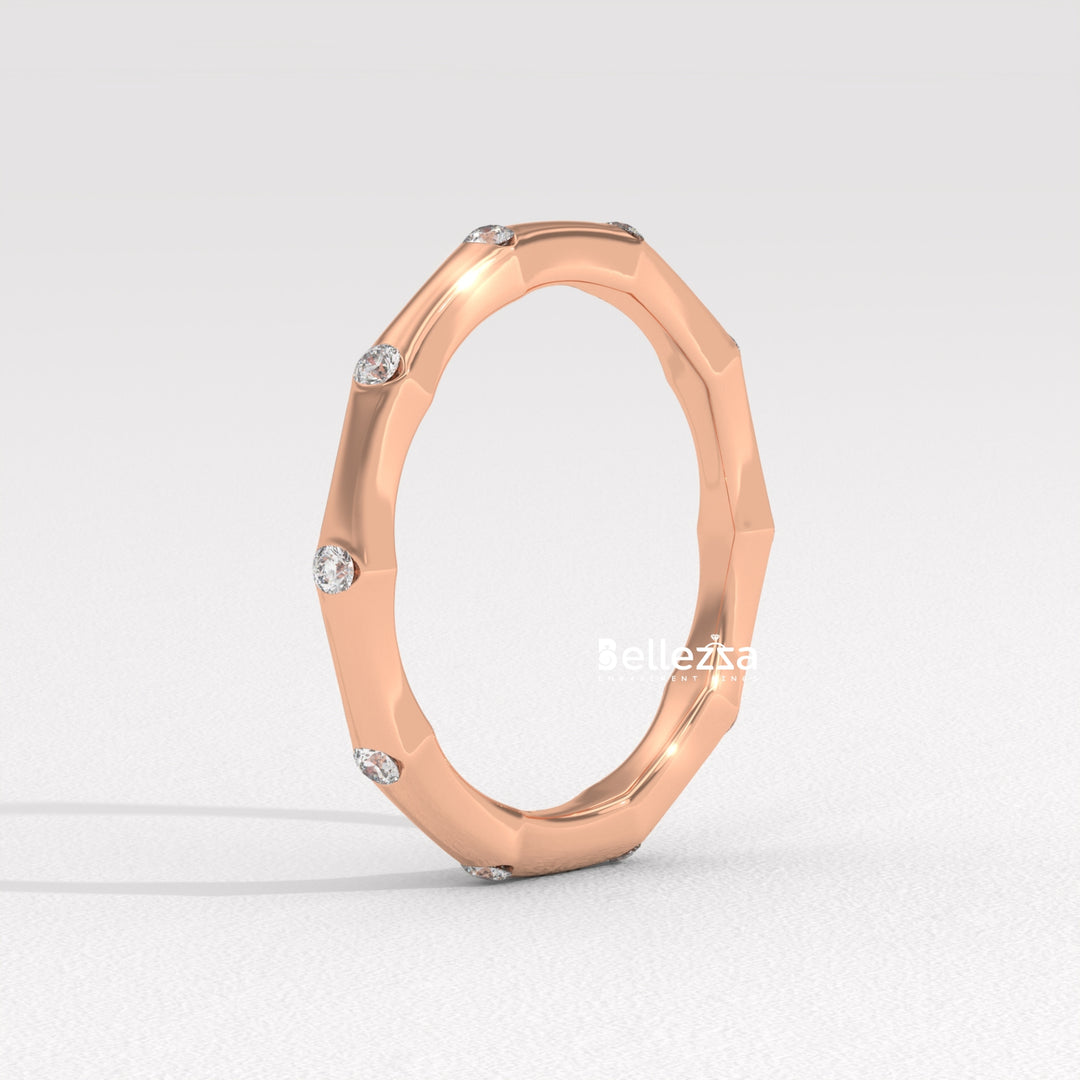 Round Diamond Petite Pave Setting Lab Grown Wedding Band