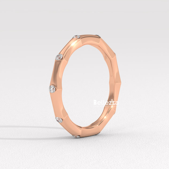 Round Diamond Petite Pave Setting Lab Grown Wedding Band