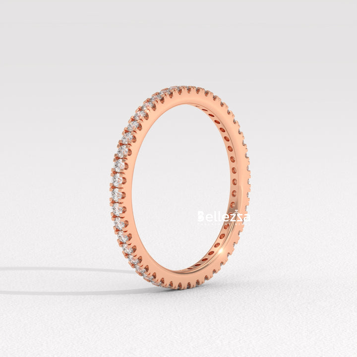 Round Diamond Pave Setting Eternity Lab Grown  Wedding Band