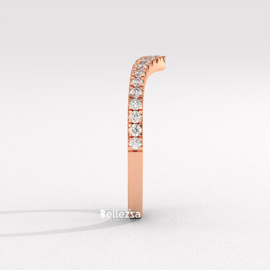 Round Diamond Curved Style Lab Grown Wedding Band