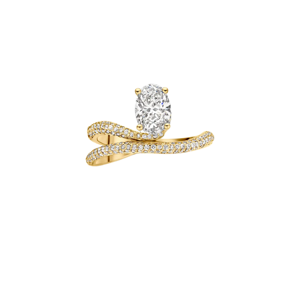 1.0CT Oval Cut Cluster Diamond Unique Engagement Ring