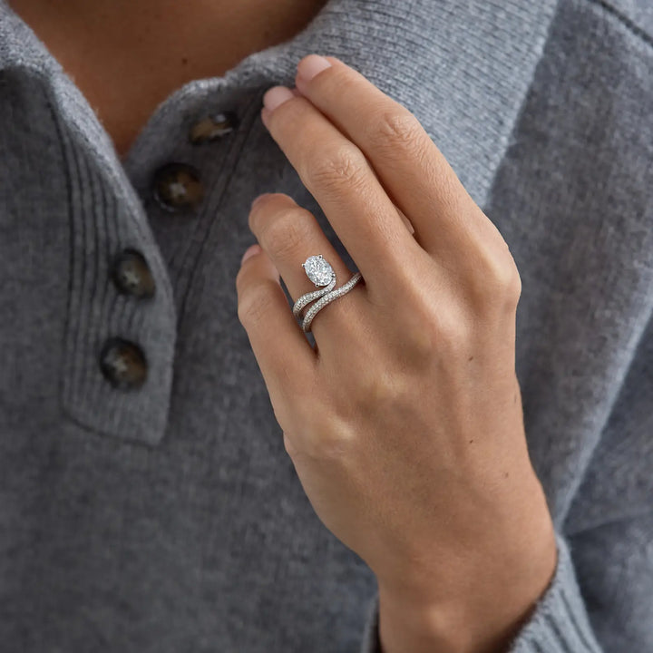 1.0CT Oval Cut Cluster Diamond Unique Engagement Ring