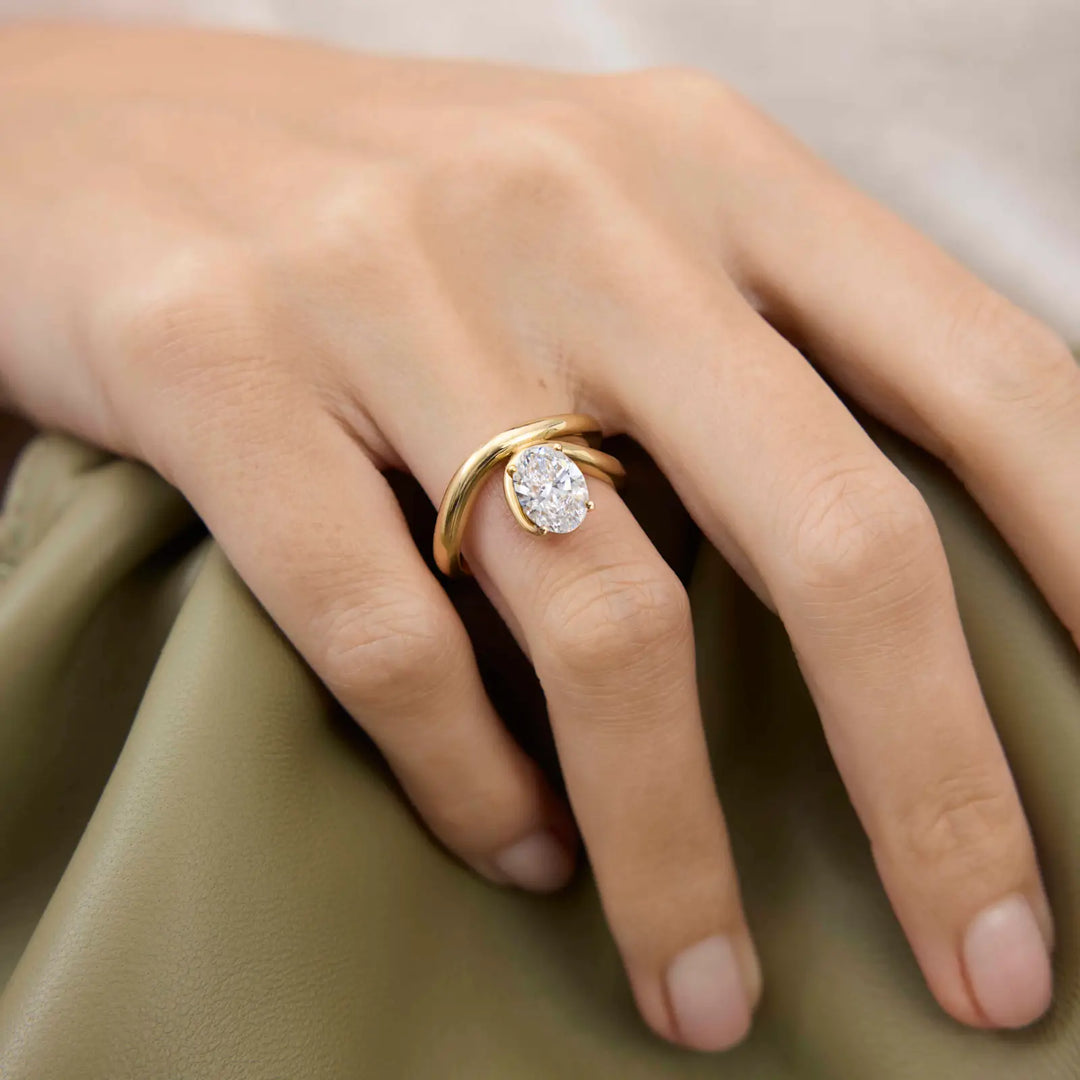 1.75CT Oval Cut Gold Solitaire Moissanite Antique Engagement Ring