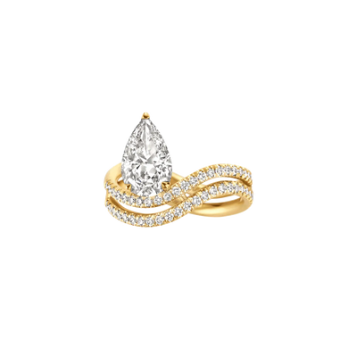 2.0CT Pear Cut Unique Pave Setting Engagement Ring
