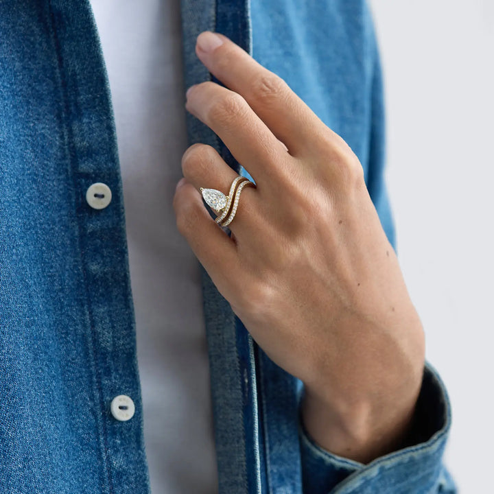 2.0CT Pear Cut Unique Pave Setting Engagement Ring