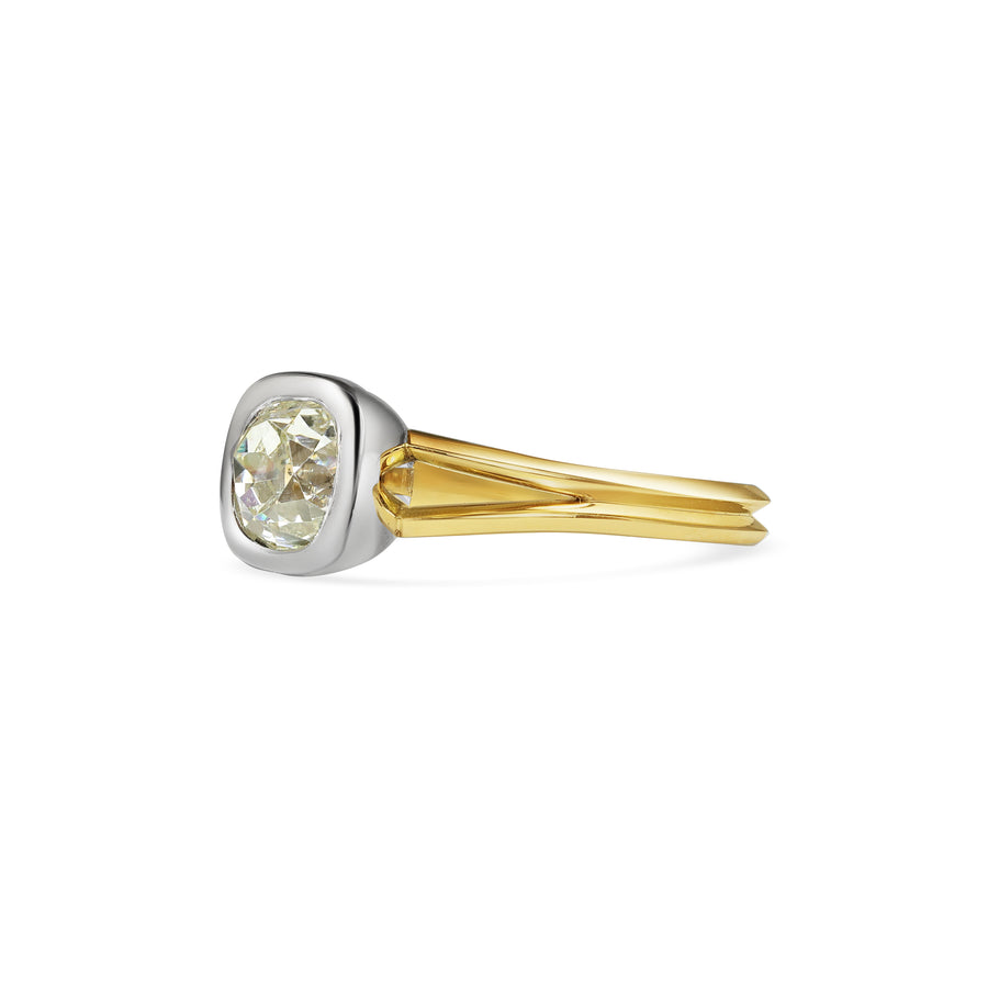 1.0CT Warm Old Mine Cushion Diamond Bezel Setting Lab Grown Ring
