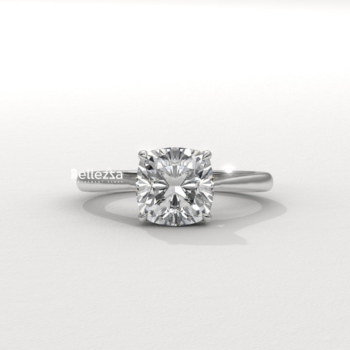 1.50-2.50CT Cushion Cut Diamond Hidden Halo Lab Grown Engagement Ring