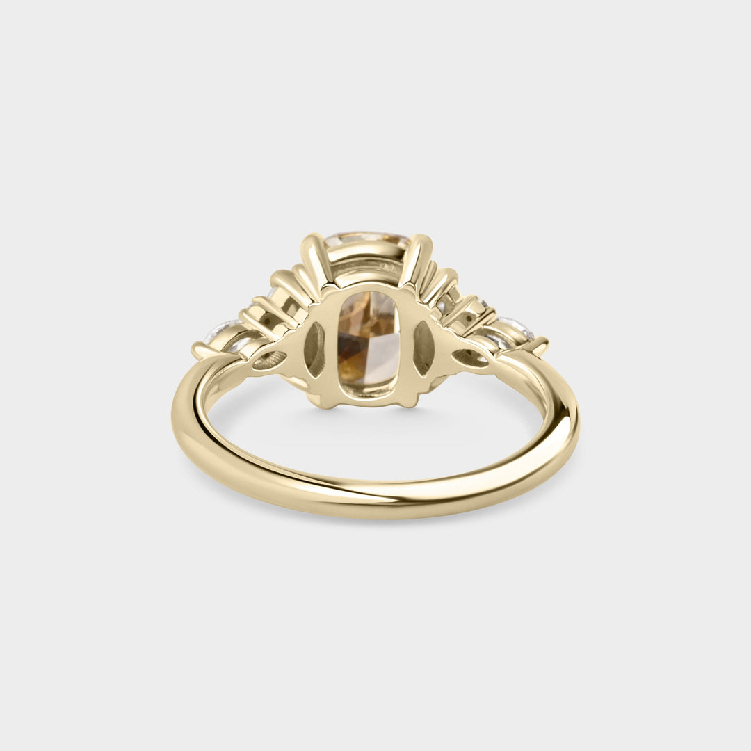 2.0CT Fancy Light Yellow Elongated Cushion Cut Three Stone Lab Grown Ring