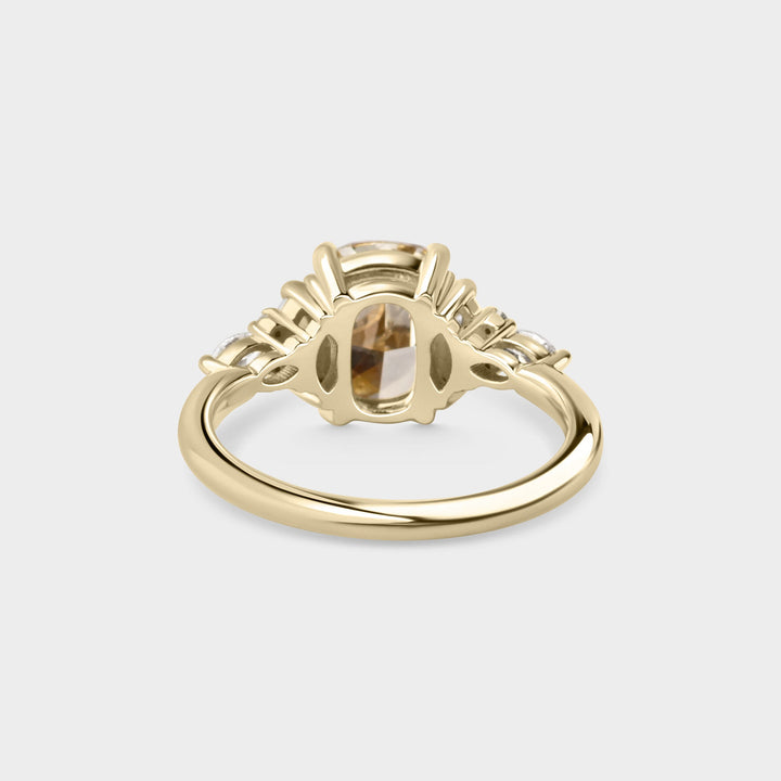 2.0CT Fancy Light Yellow Elongated Cushion Cut Three Stone Lab Grown Ring