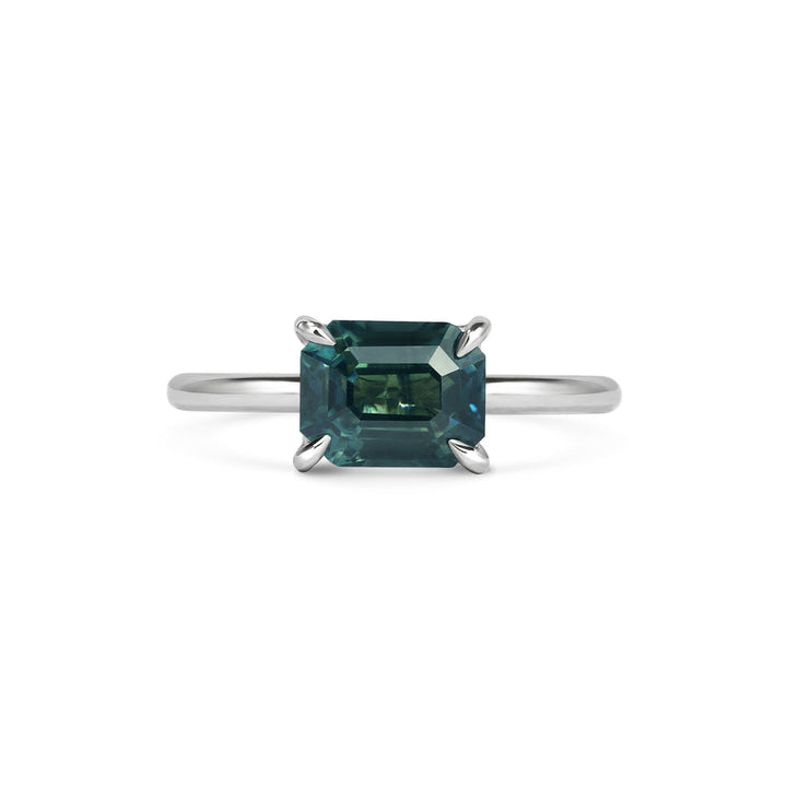 2.50CT Unheated Parti Emerald Cut Sapphire Solitaire Lab Grown Engagement Ring