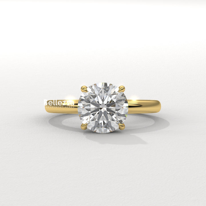 1.0-2.0CT Round Cut Hidden Halo Lab Grown Engagement Ring