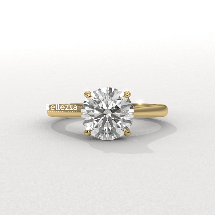1.0-2.0CT Round Cut Lab Grown Diamond Hidden Halo Engagement Ring