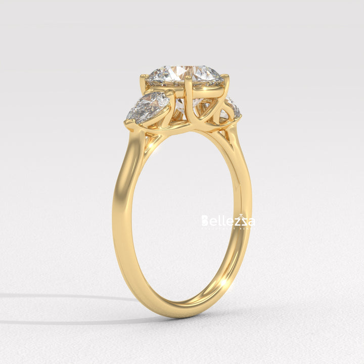 1.50-2.50CT Round Diamond Three Stone Lab Grown Engagement Ring
