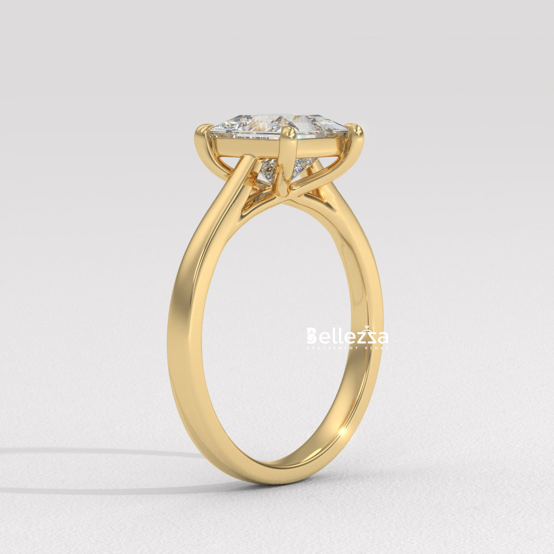 1.0-2.0CT Princess Diamond Solitaire Setting Lab Grown Engagement Ring