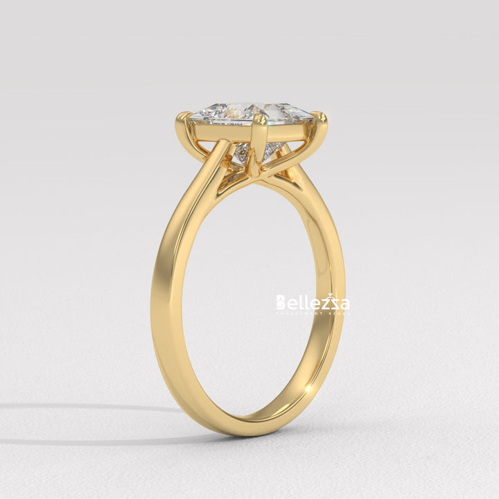 1.0-2.0CT Princess Diamond Solitaire Setting Lab Grown Engagement Ring