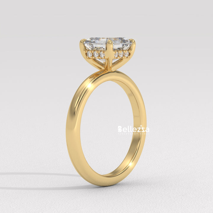 1.50-2.50CT Asscher Cut Diamond Hidden Halo Lab Grown Engagement Ring