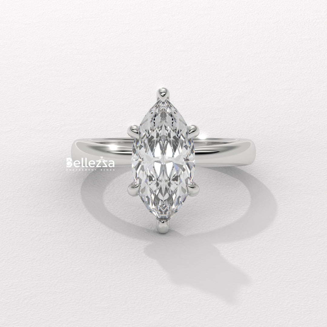 2.50-3.50CT Marquise Cut CVD Diamond Hidden Halo Engagement Ring