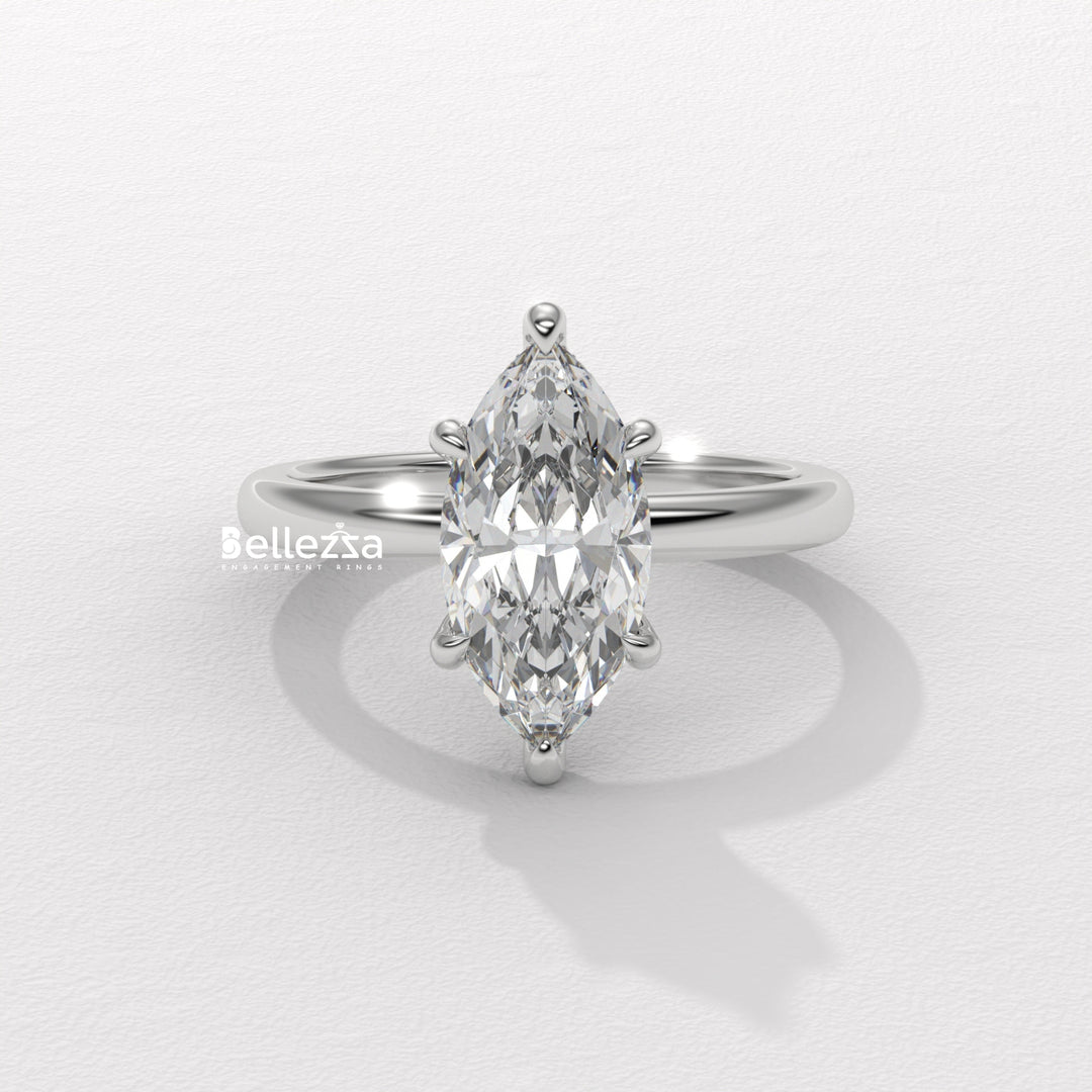 1.50-2.50CT Marquise Cut CVD Diamond Hidden Halo Setting Engagement Ring