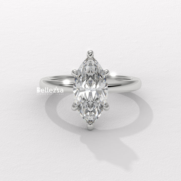 1.50-2.50CT Marquise Cut CVD Diamond Hidden Halo Setting Engagement Ring