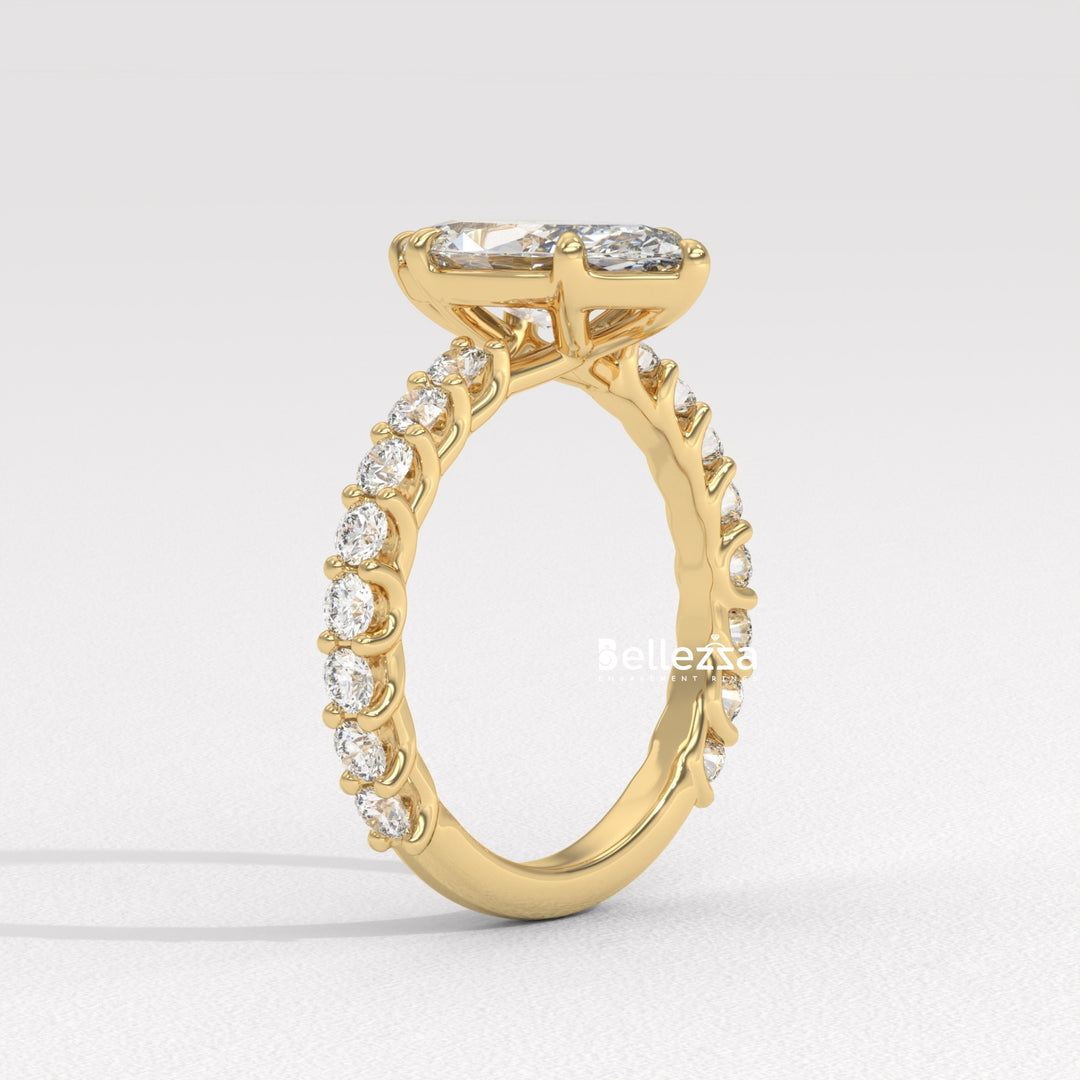 1.50-2.50CT Marquise Cut Pave Setting Lab Grown Engagement Ring