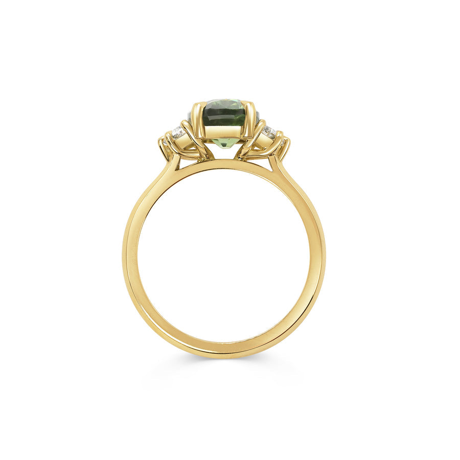 2.50CT Yellow-Green Oval Cut Three Stone Lab Grown Engagement Ring