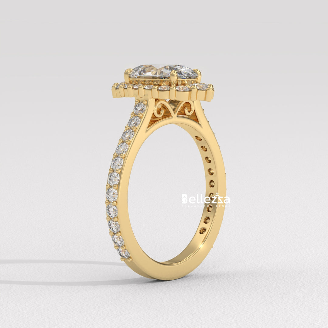 1.50-2.50CT Oval Cut Lab Grown Diamond Cluster Setting Engagement Ring