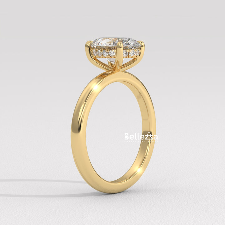 1.0-2.0CT Oval Cut Hidden Halo Lab Grown Engagement Ring