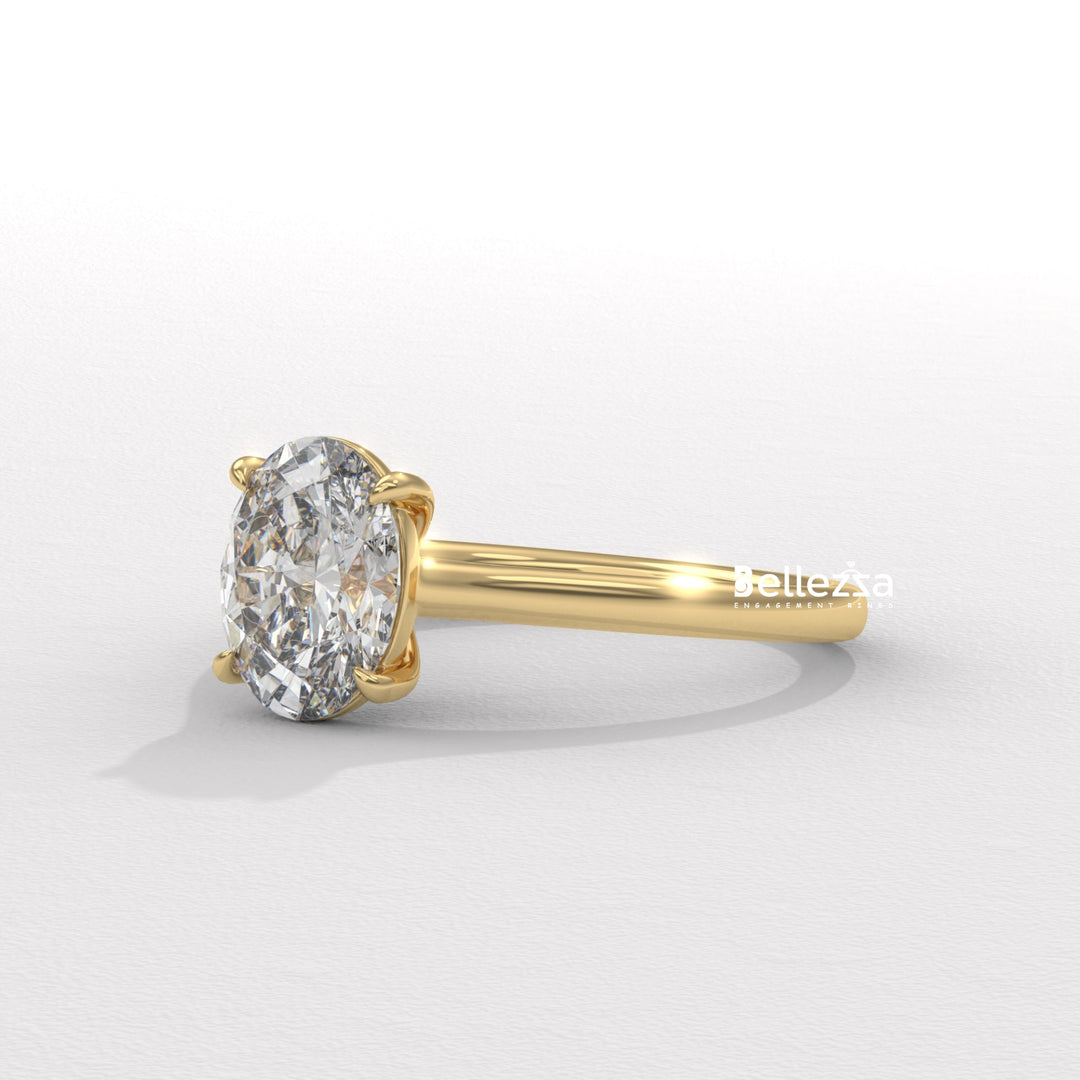 1.0-2.0CT Oval Diamond Solitaire Lab Grown Engagement Ring