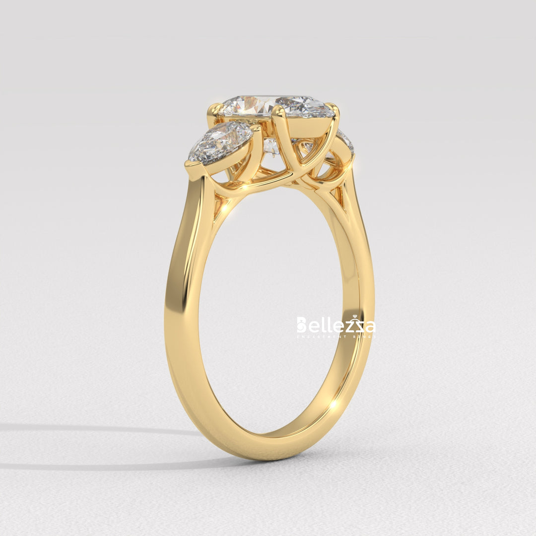 2.0-3.0CT Oval Diamond Three Stone Setting Lab Grown Engagement Ring