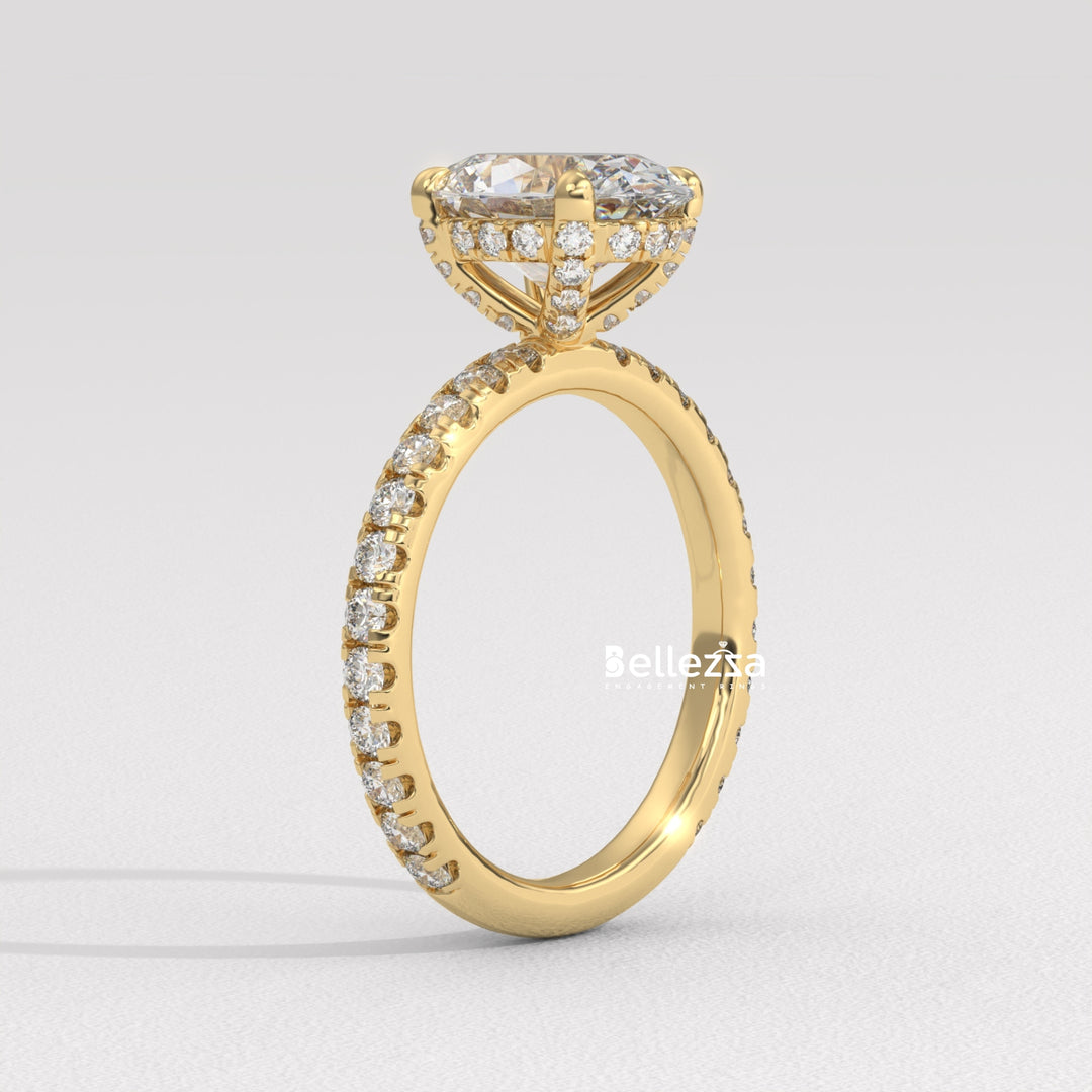 1.50-2.50CT Oval Cut CVD Diamond Pave Setting Engagement Ring