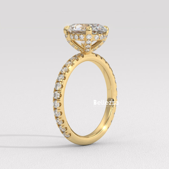 1.50-2.50CT Oval Cut CVD Diamond Pave Setting Engagement Ring