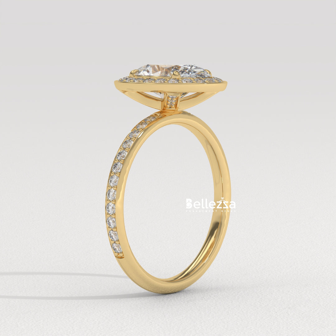 1.50-2.50CT Oval Cut CVD Diamond Halo Setting Engagement Ring