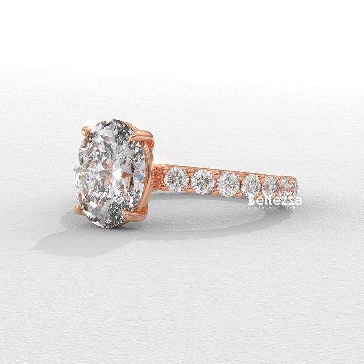 1.50-2.50CT Oval Cut Pave Setting Lab Grown Engagement Ring