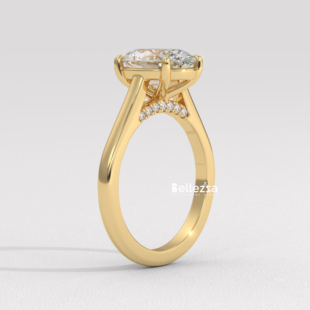 1.50-2.50CT Oval Cut CVD Diamond Hidden Diamond Engagement Ring