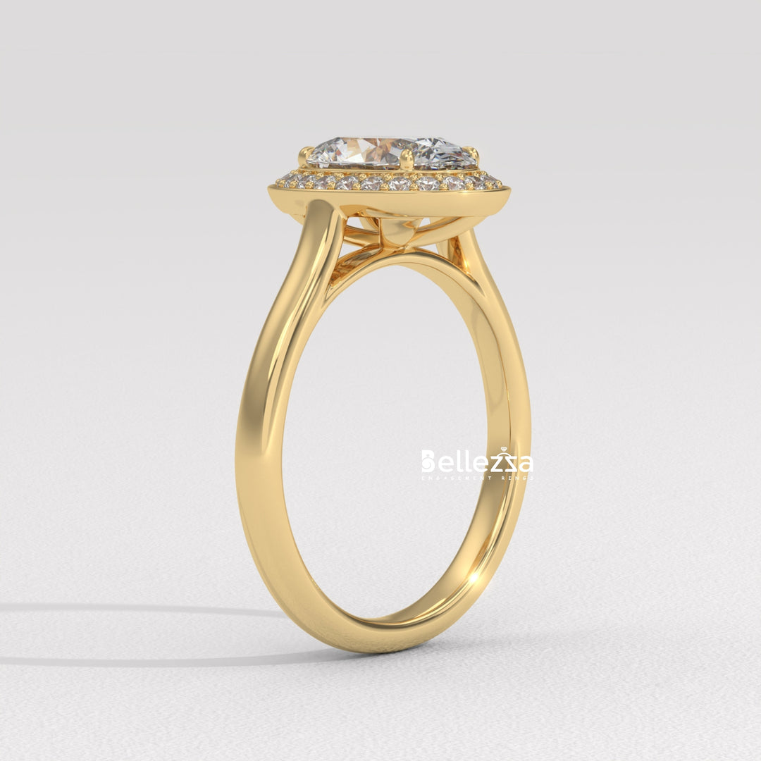 1.50-2.50CT Oval Cut Lab Grown Diamond Halo Setting Engagement Ring