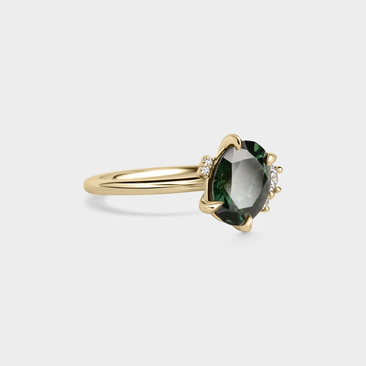 2.50CT Australian Green Oval Cut Cluster Diamond Lab Grown Engagement Ring