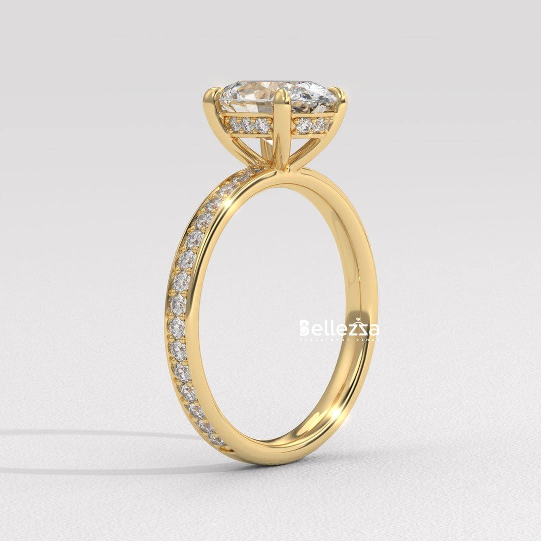 2.0-3.0CT Oval Diamond Pave Setting Lab Grown Engagement Ring