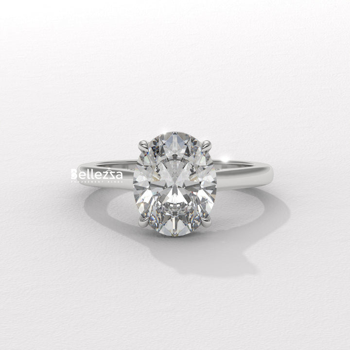 1.50-2.50CT Oval Cut CVD Diamond Hidden Diamond Engagement Ring