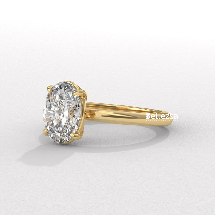 1.50-2.50CT Oval Cut Solitaire Diamond Lab Grown Engagement Ring